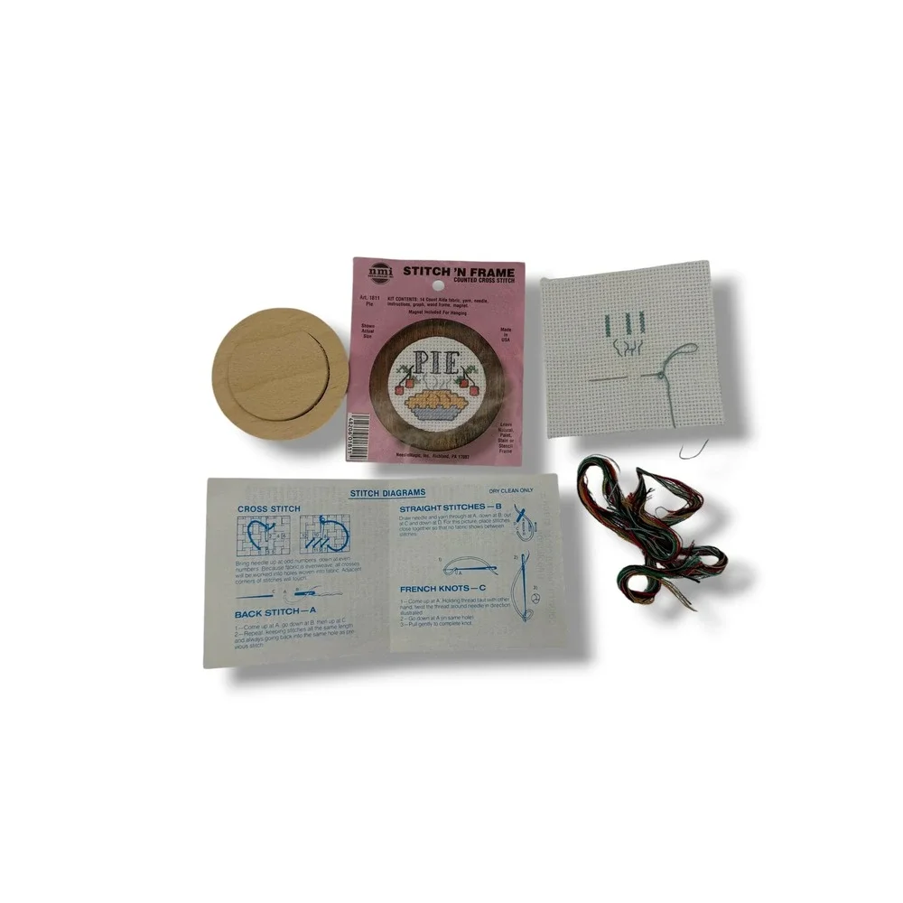 Needl-Magic Stitch n Frame‎ Kit Multi Pie Vintage Counted Cross Stitch Started